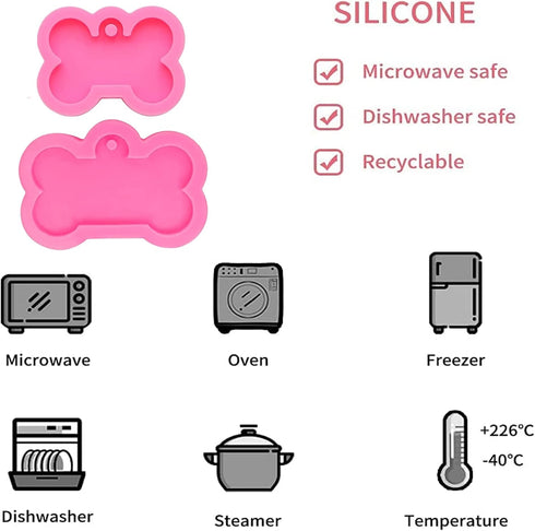 32Pcs Bone Silicone Resin Mold Keychain Pendant with 10 Key Rings and 20 8mm Split Rings Expoy Resin Casting Mold Jewelry Making DIY Creative Hand...
