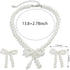 3PCS Silver Pearl Bow Necklace Bow Stud Earrings Jewelry Set for Women,Cute Bowknot Pearl Choker Necklace Stud Drop Earrings Bow Bracelet Set Gift...