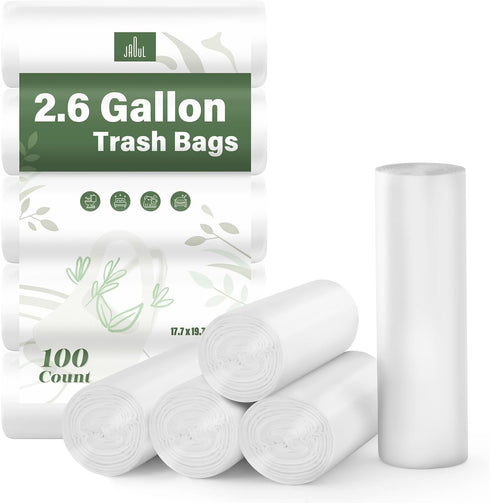 Jaoul Small Garbage Bags 2.6 Gallon, Bathroom Garbage Bags, Tear & Leak Resistant Trash Can Liners, Mini Trash Bags, White, 100 Counts...