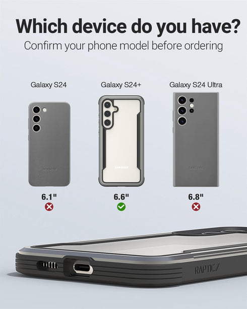 RAPTIC Shield Case Compatible with Samsung Galaxy S24+ Plus–Shockproof Military Grade Protection, Durable Anodized Aluminum Frame, 10ft Drop Teste...