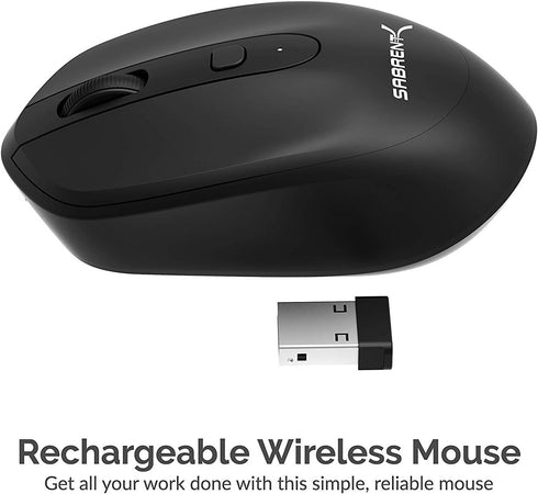 SABRENT 2.4GHz Rechargeable Wireless Mouse with Adjustable Resolution (MS-RCWM)...