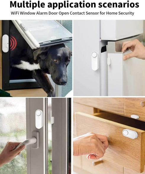 ChunHee WiFi Door Sensor, Door Window Sensor Alarms Detector Real-time Alarm with Alexa, Google Assistant, No Hub Required, Trigger APP Notificati...