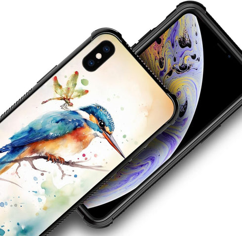 CARLOCA Compatible with iPhone XR Case, for Girls Women Boys Men Young,Watercolor Bird Dragonfly Pattern Design Shockproof Anti-Scratch Case for i...