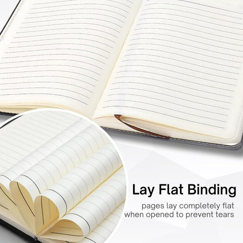 Leather Journal A5 with Pen compartment, Leather Bound for Women Men School, Office, Work, Daily and Travel Diary Writing Journal (Black with Lock...