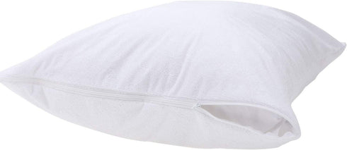 Feather Proof Pillow Protectors with Zipper Standard Size 2 Pack - 100% Waterproof - Down Proof - Terry Surface...