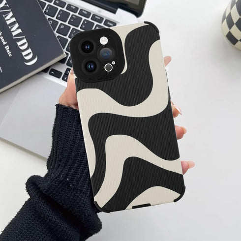 Case for iPhone 15 Pro Max 6.7" 2023 Wave Pattern Case, Soft TPU Bumper Silicone Glue Phone Case Cute Zebra Pattern Cover Designed for Female Girl...