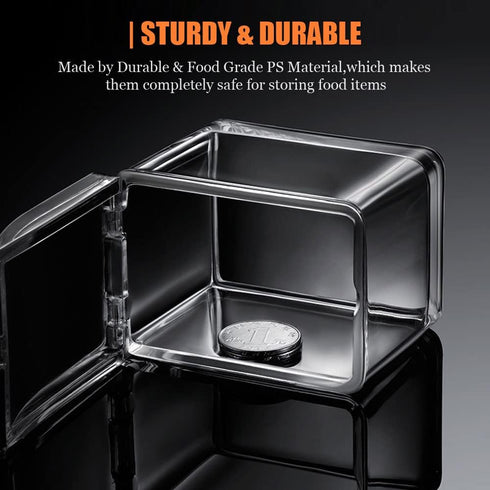 V·RESOURCING Clear Seasoning Box, 3 Pieces Seasoning Rack Spice Pots Storage Container for Spice Salt Sugar Cruet Liquid,Condiment Jars with 3 Spo...