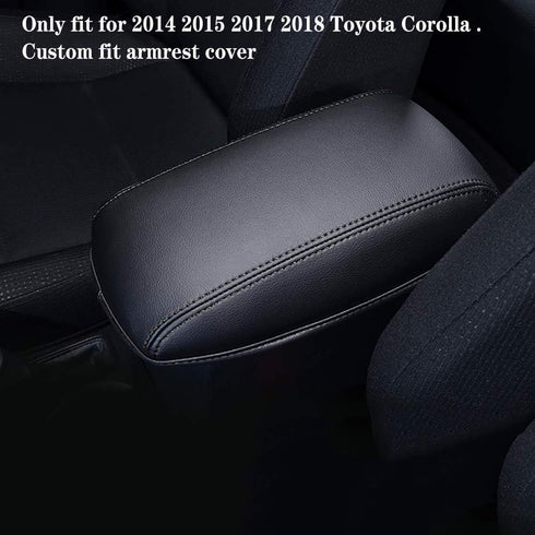 Leegi AAGIILEEYO Car Armrest Box Cover Center Console Saver Covers for 2014 2015 2016 2017 2018 Toyota Corolla,Black with Black Stitches...