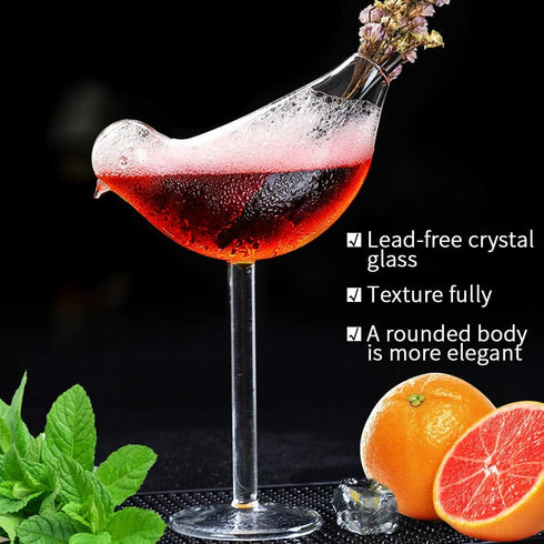 SuproBarware Cocktail Glass - Bird Glass Clear Wine Glasses Set of 2 Goblet Beverage Glass 5 Ounce for Party Wedding...
