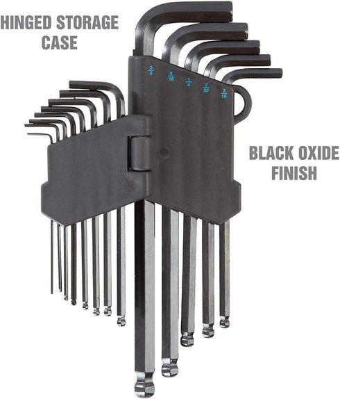 OEMTOOLS 24287 13-Piece SAE Hex Key Set, Allen Wrenches Set, Long Arm Ball End Hex Key Wrench Set, Allen Key Storage...