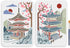 2pcs Japanese Zen Temple Stencil 11.7×8.3inch Large Japanese Style Temples Stencil with Paint Brush Sacred Pagoda Drawing Template for Wood Walls ...
