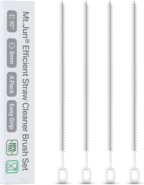 Heavy-Duty Straw Cleaning Brush with Easy Grip Handle for Stanley Tumblers, 10” x 8mm, 4-Pack...