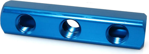 Pneumatic Manifold Block Splitter 2PCS 1/2Inch 3 Way 6 Port Aluminum Air Hose Coupler Distribution Block Bar Line Splitter Manifolds...