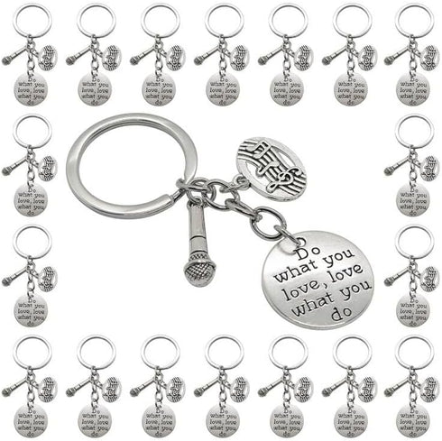 20PCS Microphone Keychian Musical Instrument Keychain Inspirational Gift Music Lover Gift Appreciation Gifts for Music Teacher Student Musicians E...