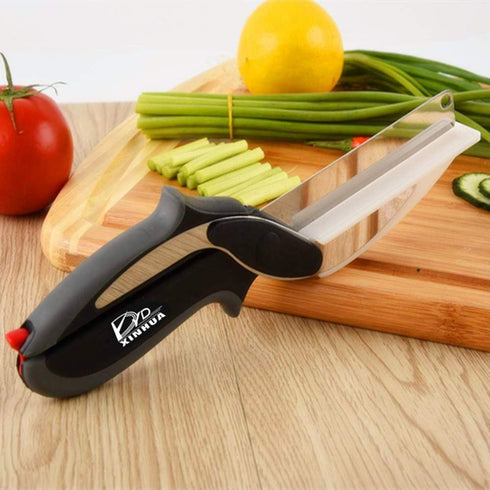 Kitchen Food Cutter Chopper Clever Kitchen Knife with Cutting Board, Clever Multipurpose Food Scissors Stainless Steel Vegetable Slicer Fruit Cutt...