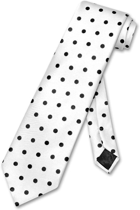 Vesuvio Napoli NeckTie WHITE with BLACK Polka Dots Design Mens Neck Tie...