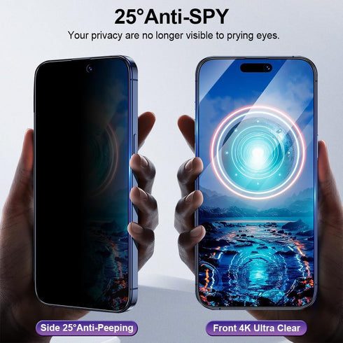 2+2 Pack - for iPhone 15 Pro Max Anti-Spy Privacy Screen & Camera Lens Protectors Easy Install with Auto-Alignment Kit, Anti-Dust, Bubble-Free & F...