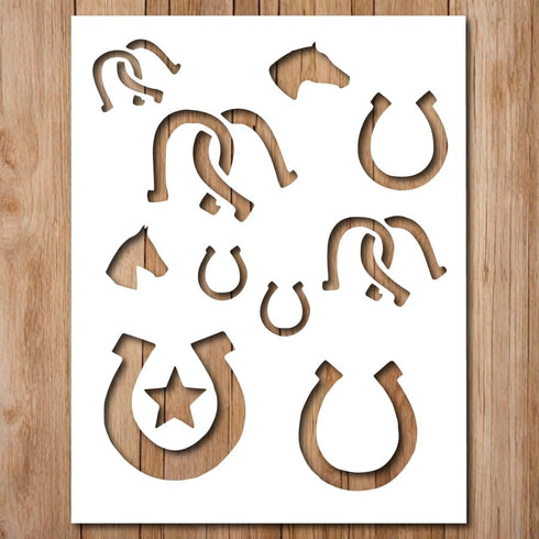 Horse Shoe Stencil - Western Cowboys Cowboy Horse Template Stencils Reusable for Painting on Wood, Glass, Wall, Rock, Walls, Glassware, Canvas - H...
