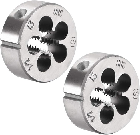 uxcell 1/2-13 UNC Round Die, Machine Thread Right Hand Threading Die, Alloy Tool Steel Screw Thread Cutting Die, 2pcs...