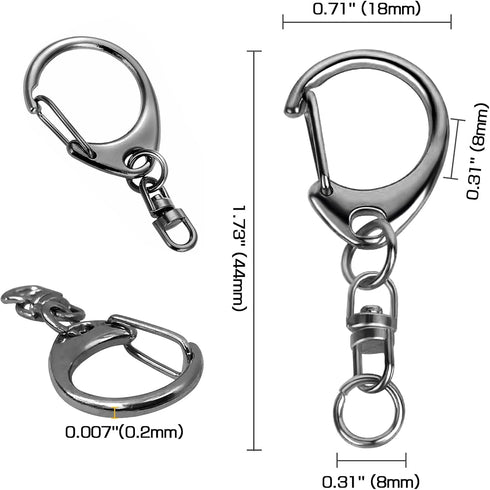 Keychain Ring Clip, 50Pcs Swivel D Ring Clasp Key Chain Lobster Snap Chain Hooks Jump Rings Kit DIY Crafts Gifts Jewelry Making Accessories - Meta...