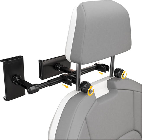 Headrest Tablet Holder with Dual Adjustable Positions,360° Rotation headrest Tablet Holder, Universal ipad Holder for car Backseat for 4" to 11" i...