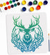 Large Deer Head Stencil 11.8×11.8inch Reusable Deer Antler Head Template with Paint Brush Deer Buck Forest Animal Wildlife Stencil for Deer Wall A...