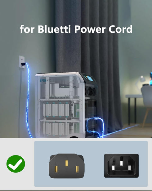 Fast Charging Cable Compatible with Bluetti EB3A, Jackery Explorer 2000, Ecoflow Delta, Portable Power Station Power Cord Universal AC Cable......
