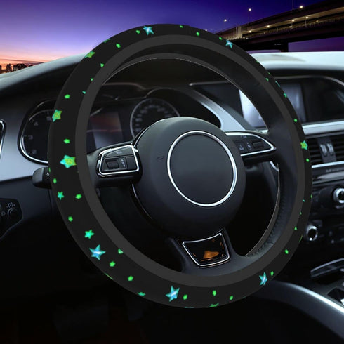 Green Star Steering Wheel Cover Car Accessories for Women Men Auto Non Slip Wheel Covers Protector Universal 15 Inch...