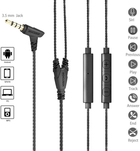 Noise-Isolating Musician's in Ear Monitor, Wired Karaoke Over Ear Headphones with Microphone,Sport Earbuds for Running,Jogging,Gym,Compatible with...