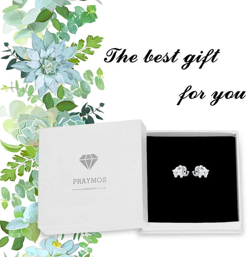925 Sterling Silver Stud Earrings Hypoallergenic Women Elephant Earring for Sensitive Ears Christmas Jewelry Gifts Stocking Stuffers...