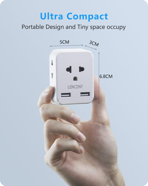 LENCENT EU to US Plug Adapter, European to USA Outlet Adaptor with 2 USB, Europe to American Outlet, 3-Sided Outlet Extender, Wall Tap, Mini Charg...