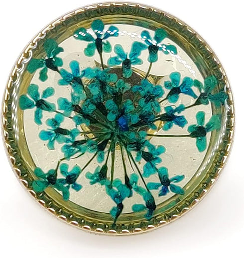 Cyan-Blue Flower Inclusion Glass Sewing Shank Buttons 20 Pcs - 18mm, 23/32"...