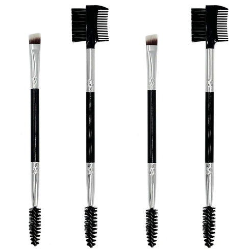 4-Piece Eyebrow Tool Set, 2 pieces Eyelash Separator Brow Comb & Lash Spoolie, 2 pieces angled eye brow brush & spoolie brush, Protectional Eye Ma...