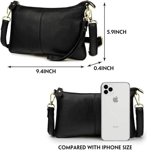 Genuine Leather Clutch Wallet For Women Wristlet Envelop Crossbody Purse Card Shoulder Bag...