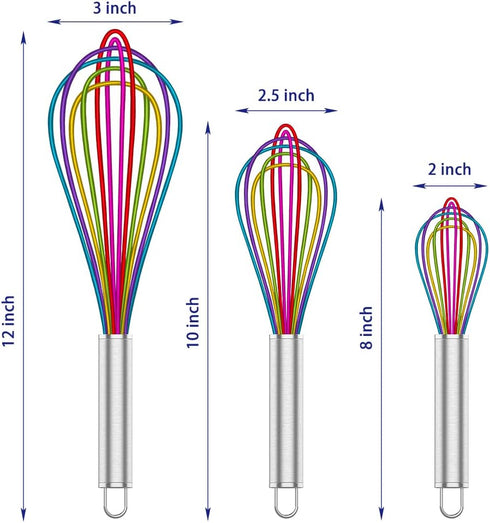 Silicone Whisk,Professional Whisks For Cooking Non Scratch,Stainless Steel & Silicone Wisk,Plastic Rubber Whisk Tool For Nonstick Cookware,Silicon...