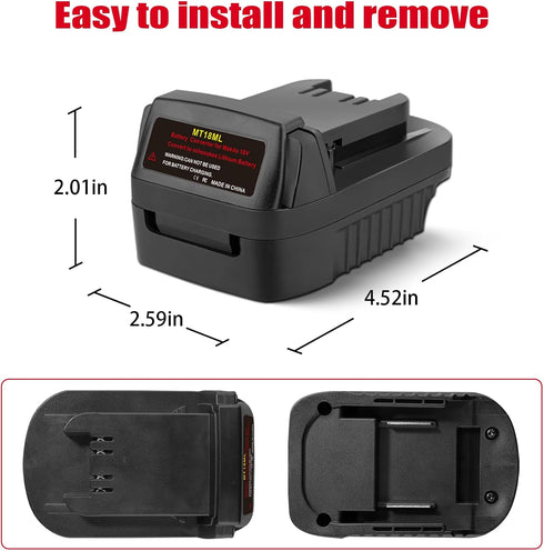 MT18ML Adapter for Makita 18V Li-ion Battery Convert to for Milwaukee M18 Battery, Use for Milwaukee M18 18V Battery Cordless Power Tools(Adapter ...