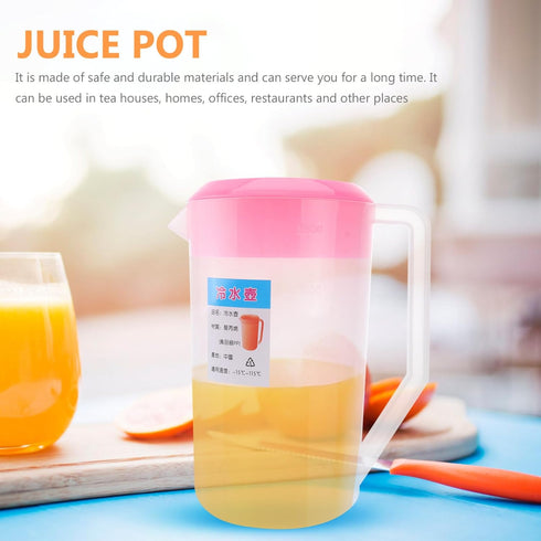Large Plastic Pitcher With Lid Juice Pot Kettle with Scale Spill Proof Pitchers Cold Water Jug for Ice Tea Juice Drink Beer Coffee Lemonade(2400ml...