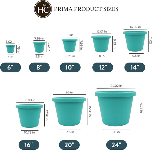 The HC Companies 12 Inch Round Prima Planter - Plastic Plant Pot with Rolled Rim for Indoor Outdoor Plants Flowers Herbs, Dusty Teal...