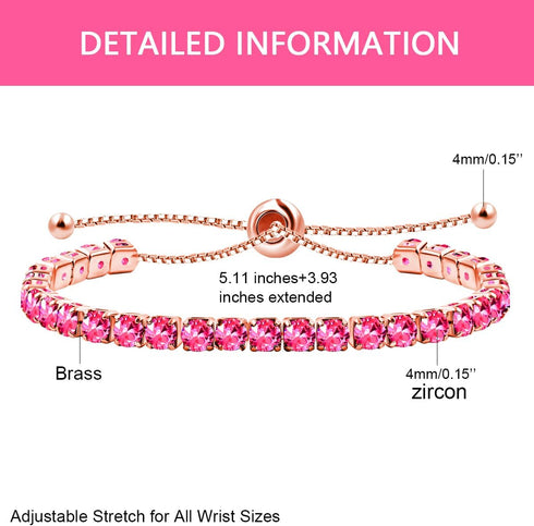 Uloveido Fashion Adjustable Slider Bolo Clasp Tennis Bracelet for Women Hypoallergenic White Gold Plated Cubic Zirconia Bracelets Gift Y4043...