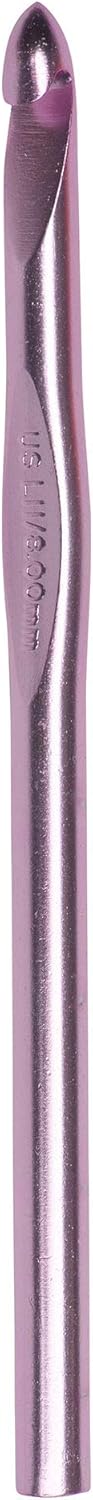 Susan Bates 5-1/2-Inch Silvalume Aluminum Crochet Hook, 8mm, Silver Pink...