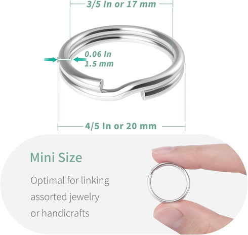 Pawfly 100 Pack 4/5 Inch Mini Split Jump Ring with Double Loops Small Metal Rings Connectors for Jewelry Necklaces Bracelets Earrings Crafts Ornam...