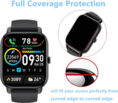 Compatible for Nerunsa P66D 1.85" Smart Watch Screen Protector (6 Pack) Compatible for Poounur P66E Smartwatch Flexible Full Coverage Clear TPU Fi...