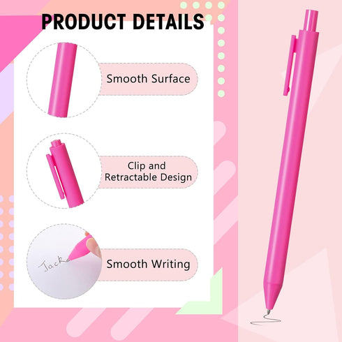 Fulmoon 50 Pcs Ballpoint Pens Bulk Retractable Comfortable Writing Pens Cute Back to School Supplies in Medium Point 1.0 mm for Teacher Student Br...