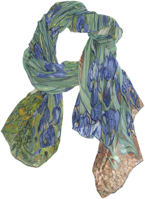 AUUXVA Women Silk Scarf Lightweight Long Soft Chiffon Shawl Wrap Neck Scarves Muffler for Ladies Girls Men (Iris flower)...