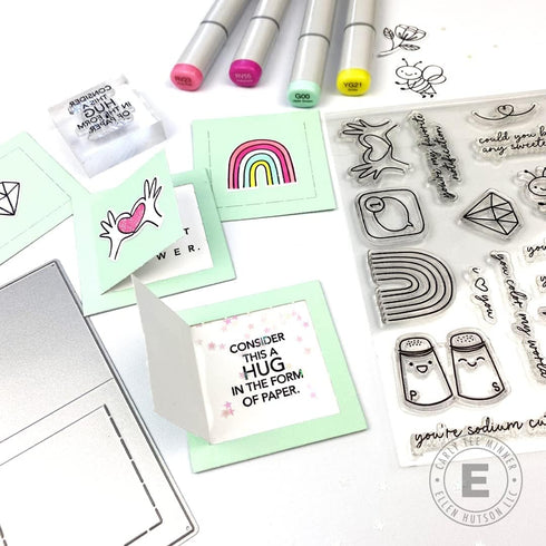 Mini Note by Julie Ebersole, Essentials by Ellen Designer Die Cuts, Note Card, Lunch Notes. DIY cutting dies for card making and scrapbooking...