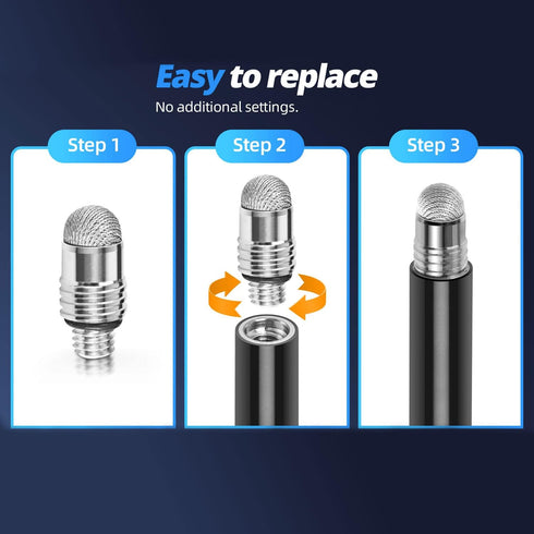 Mesh fiber tips (10 pack) GUUGEI Stylus Pen replacement tips suitable for capacitive touch screen,High sensitivity, soft, no scratch screen Pen ti...