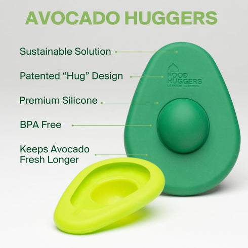 Food Huggers Avocado Huggers 2pc Silicone Reusable Avocado Savers with Pit Storage | BPA Free, Dishwasher Safe Holder | Large & Small Set...