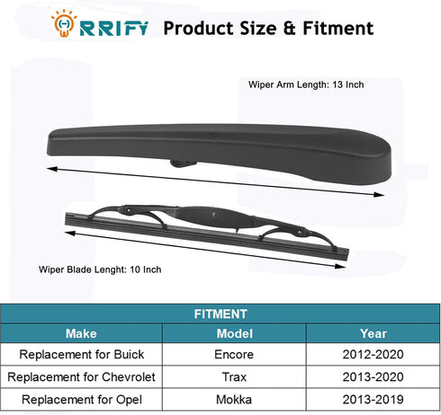 Rear Windshield Wiper Arm Blade 95915136 for Chevy Trax 2015-2020, for Buick Encore 2013-2020 Back Windshield Wiper Assembly...