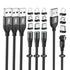 Magnetic Charging Cable 4 Pack- (6.6ft/6.6ft/3.3ft/3.3ft) 360° 3-in-1 Magnetic USB C Charging Cable | LED Light Nylon Braided Magnetic Cable for i...