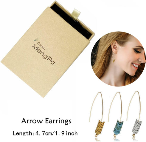 MengPa Boho Drop Earrings for Women Trendy Bohemian Dangle Earring Set Unique Arrow Fashion Jewelry Gold&Silver&Green 4577ABC...